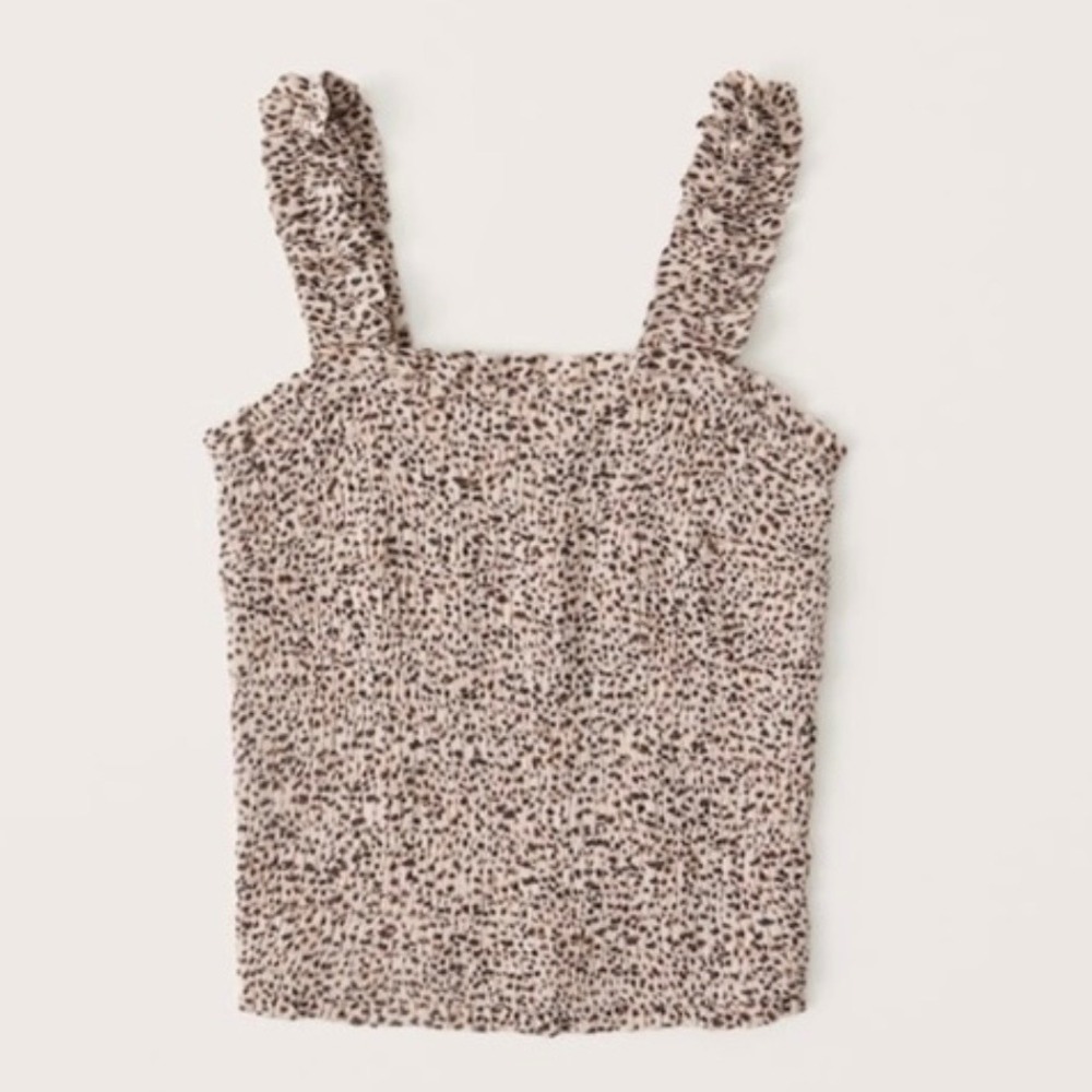 Abercrombie & Fitch Women XL Brown Floral Smocked Linen Blend Tank Top NWT